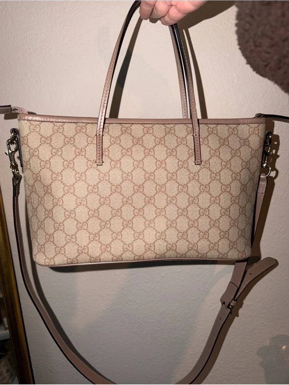 Gucci Beige/Pink GG Monogram Tote